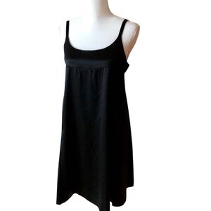 Eileen Fisher Black Silk Satin Crepe Sexy Cami Slip Dress, size XS